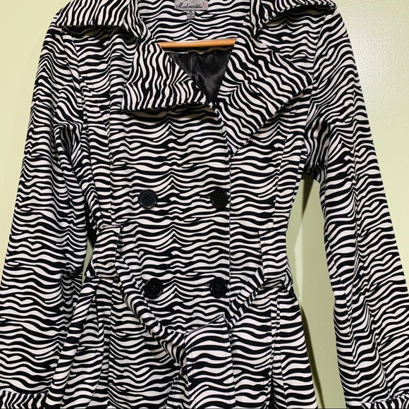Mod Modele Zebra  Belted DBL  Breasted  Jacket - Picture 4 of 8